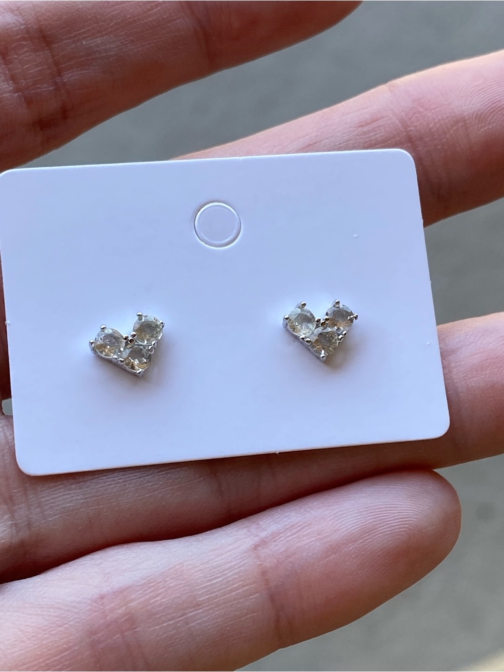 Cute Libyan Desert Glass heart stud earrings in S925 sterling silver